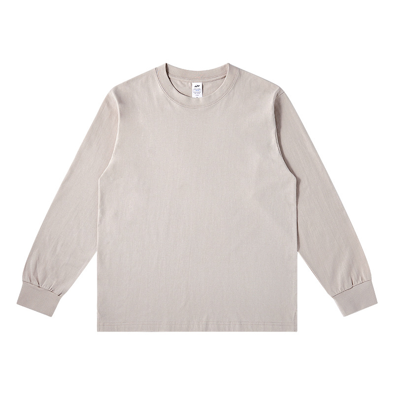 230 GSM 100% Cotton Ribbed Long-Sleeve Crew Neck Shirt – Unisex Relaxed Fit Base Layer