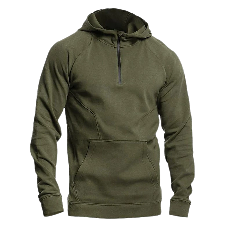 Men's Thermal Fleece Hoodie Half-Zip Pullover Color Block