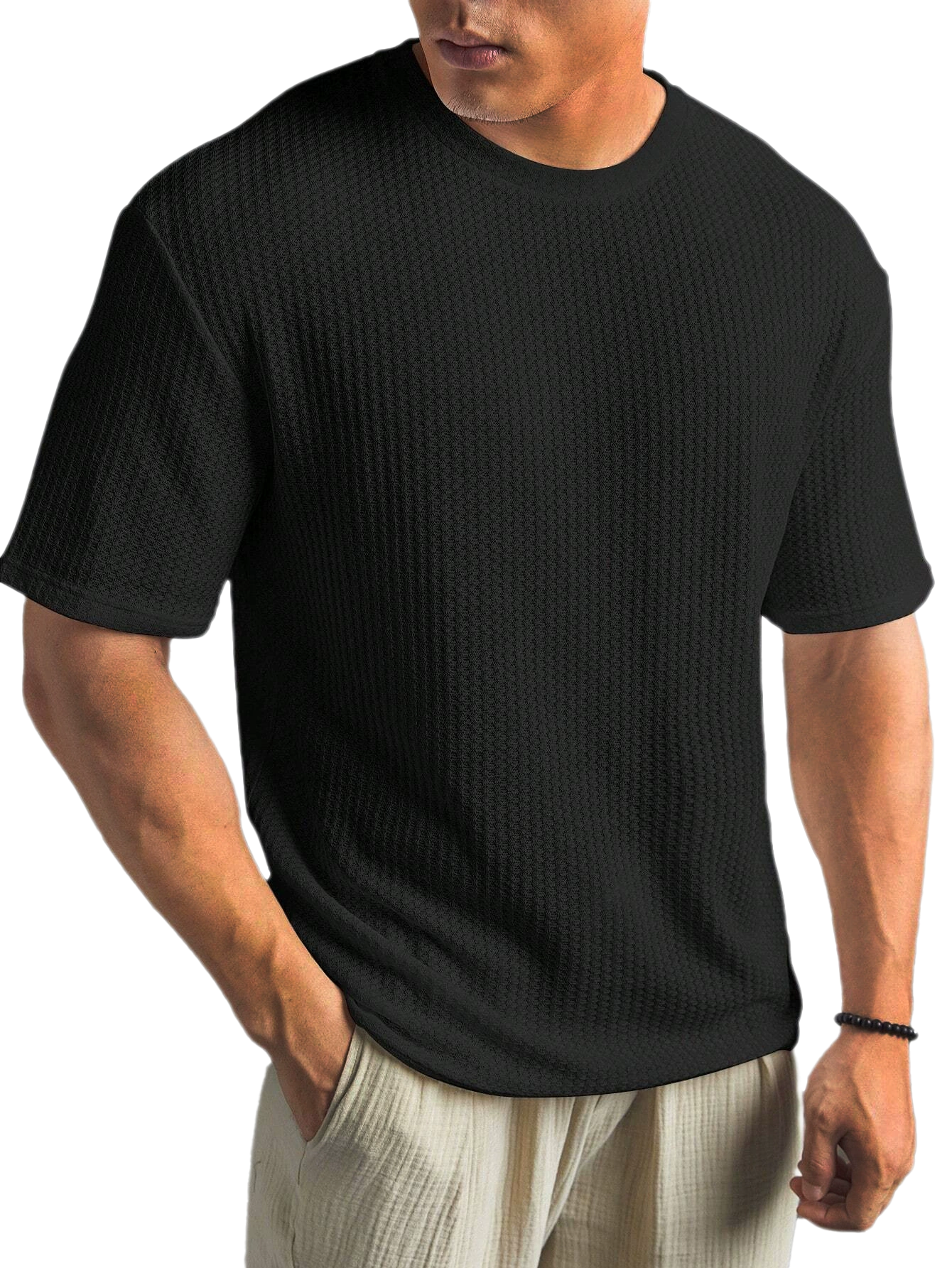 Men's Polyester-Cotton Short Sleeve T-Shirt Lightweight Casual