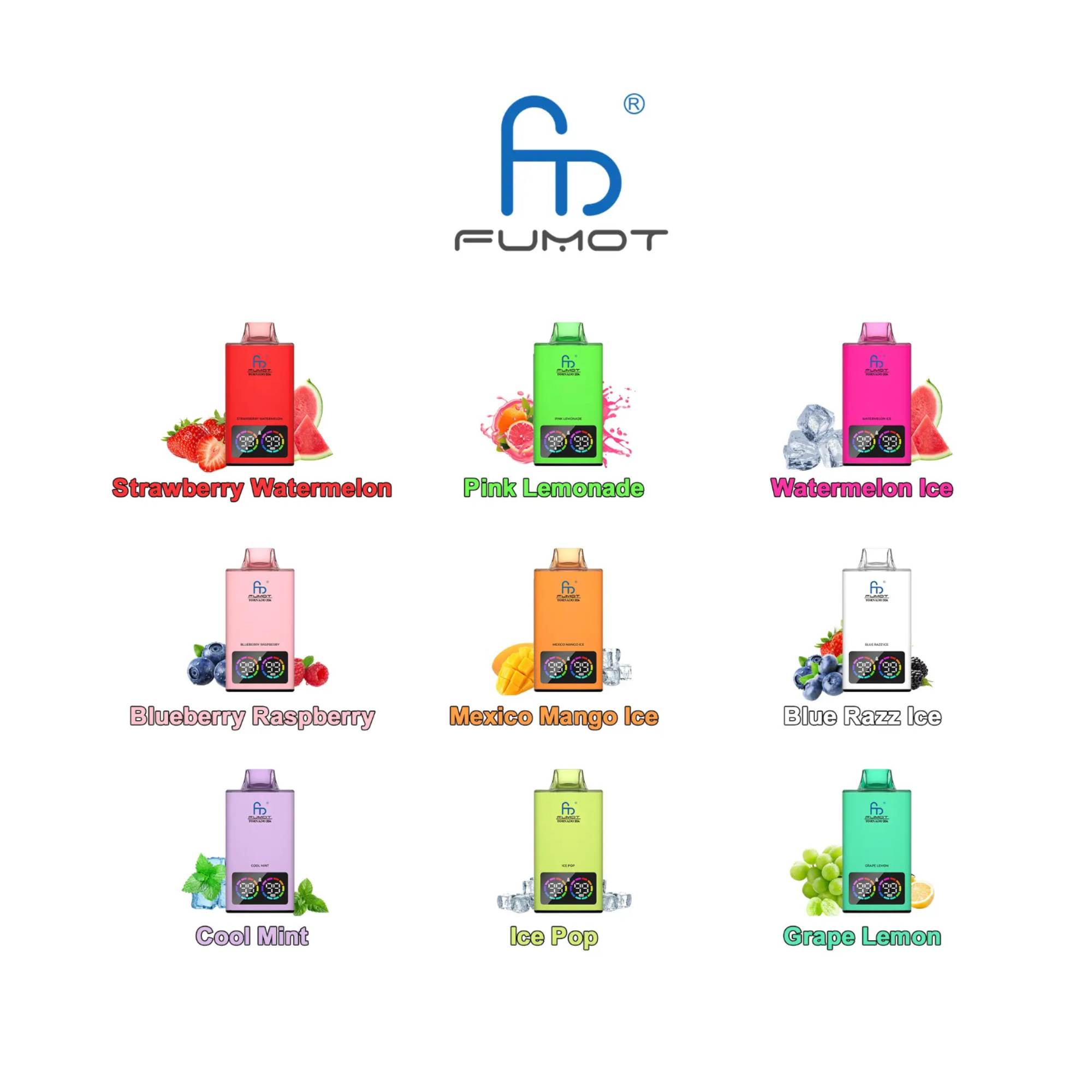 Fumot Tornado 35K – 35.000 Züge Disposable Vape-Vape | Maximaler Genuss🍉🍓❄️