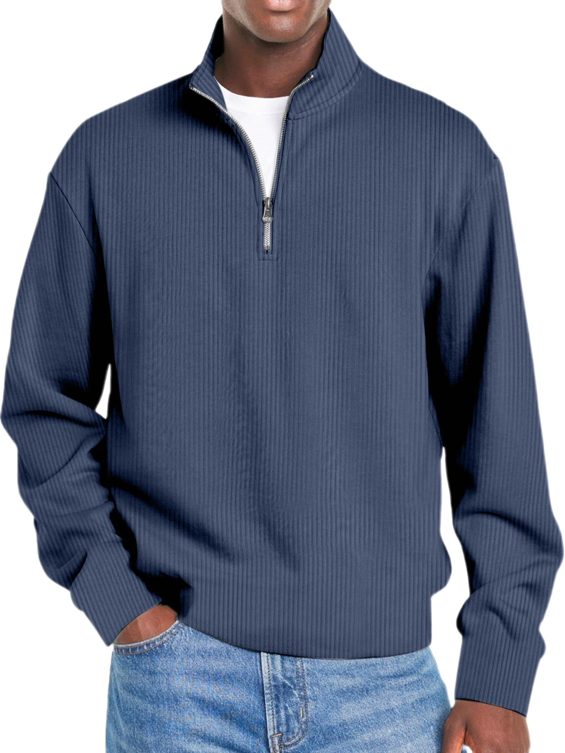 Men's Polyester-Cotton Full-Zip Jacket Windproof Casual