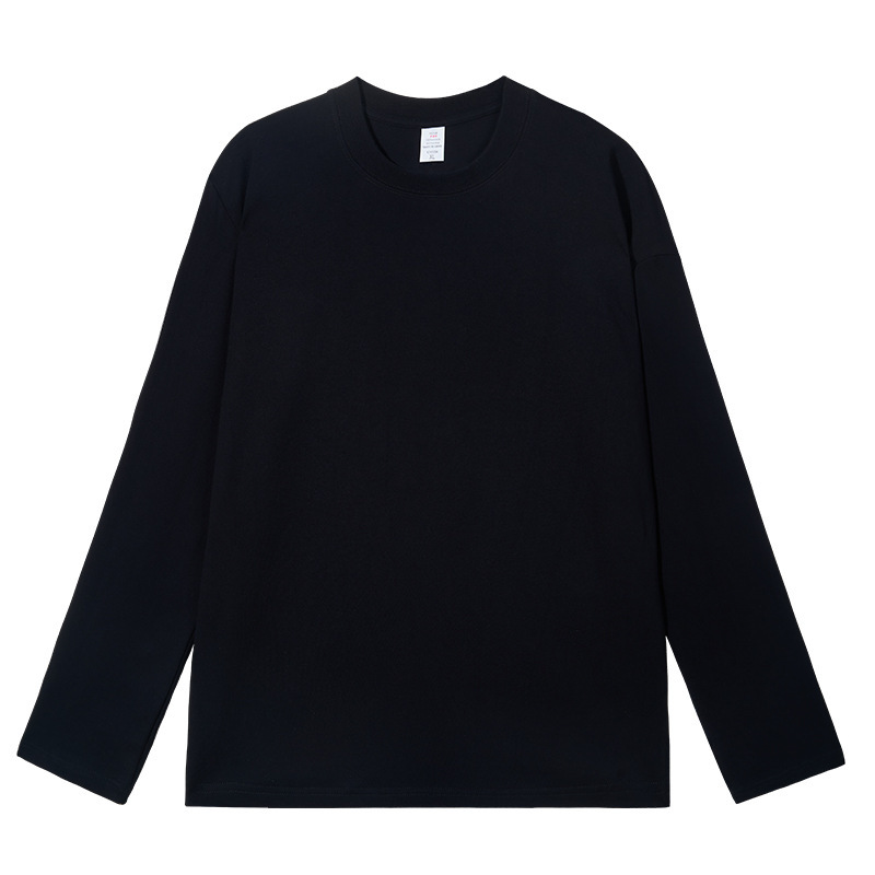 Men’s 230 GSM Heavyweight Cotton Long-Sleeve Shirt – Relaxed Fit Crew Neck Base Layer, 450g Weight