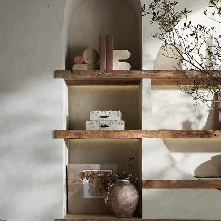 Organic Textured Shelf Decor - Hand-Finished in Beige or Slate Grey