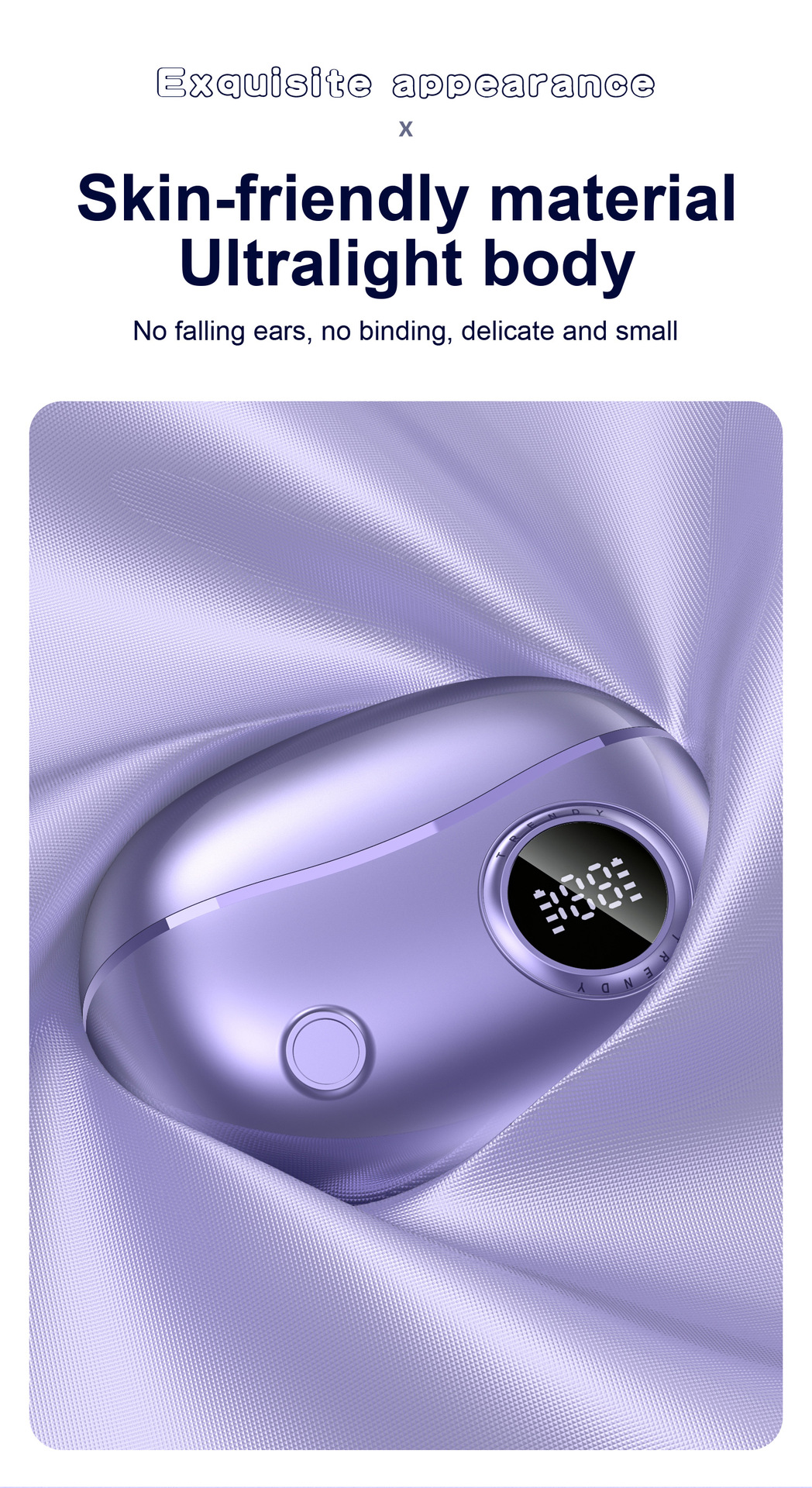 Intelligent Digital Display Bluetooth 5.4 Earbuds with Long Battery Life and Master-Slave Switching