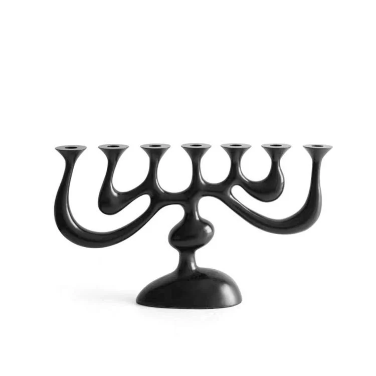 Iron Multi-Hole Candle Holder - Rustic Textured Decor for Tabletop or Fireplace Mantel