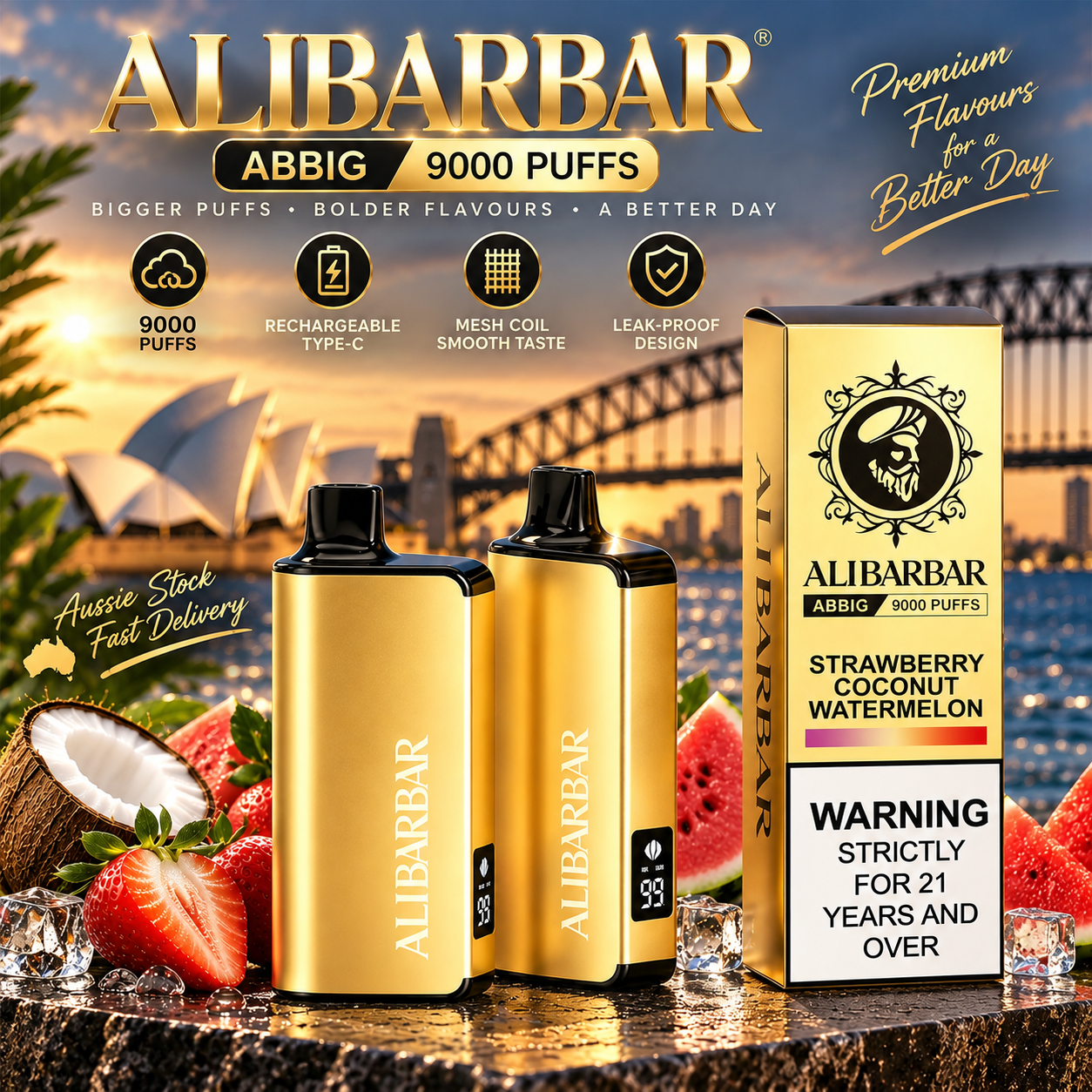 Alibarbar ABBIG 9000 Puffs – Strawberry Lychee