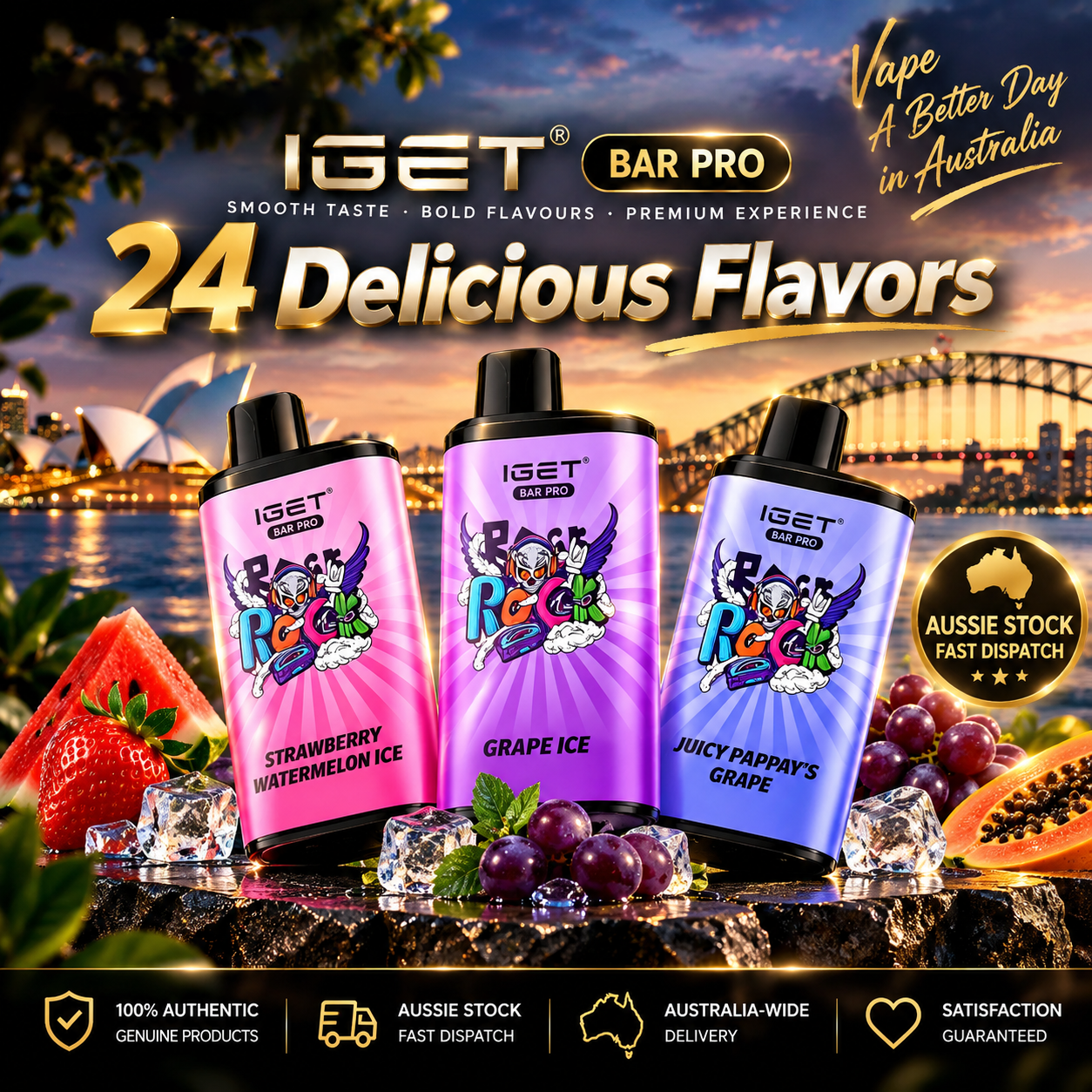 🔥IGET BAR PRO 10,000 Puffs | 24 Delicious Flavours 🇦🇺 Sydney Local Stock