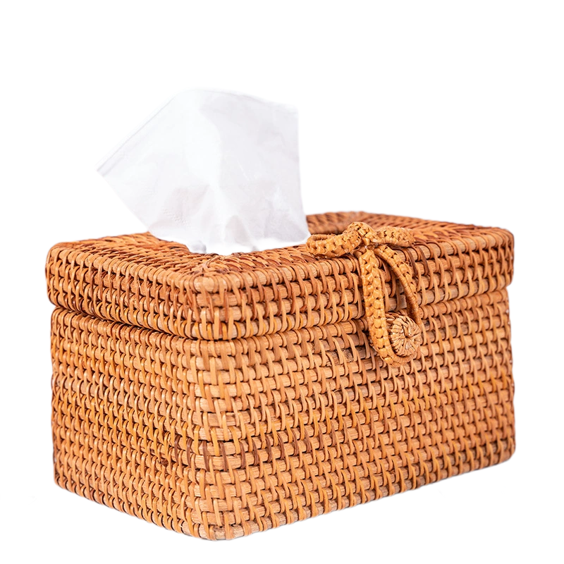 Tightly Woven Rattan Tissue Box Cover - Fits Standard 200-Sheet Tissues