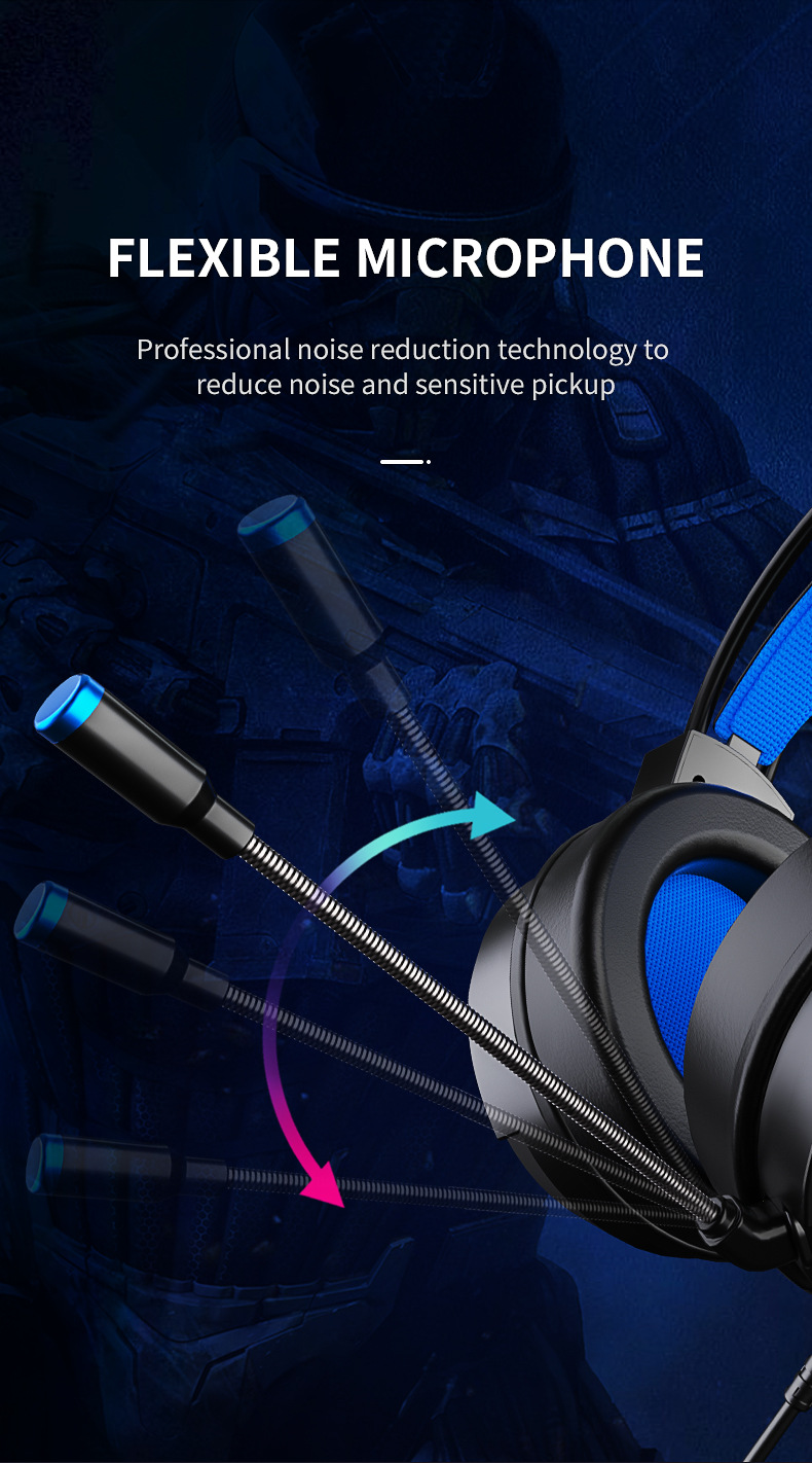 RGB Gaming Headset with Noise-Cancelling Microphone and 50mm Speaker - Black with 7-Color Lighting, Dual Plug, for Desktop Computers