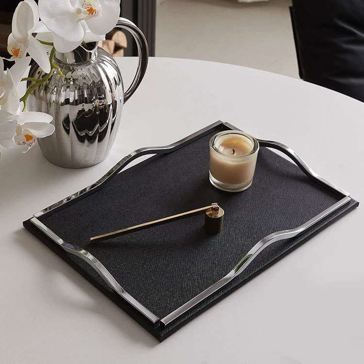 Vegetable-Tanned Leather Storage Tray | 304 Steel Frame & 10LB Capacity