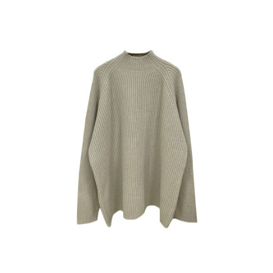 2024 Autumn/Winter Maternity Oversized Stand Collar Sweater Tee – Thick & Loose Plus-Size Base Layer