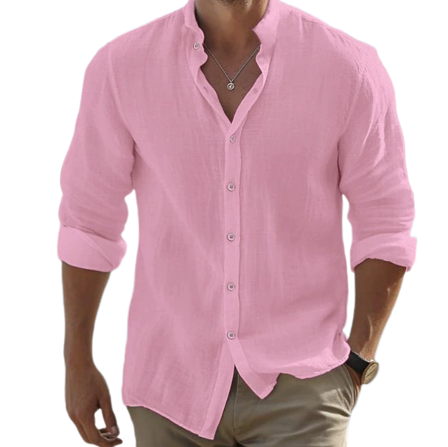 Men's 100% Linen Button Shirt Long Sleeve UPF 30+