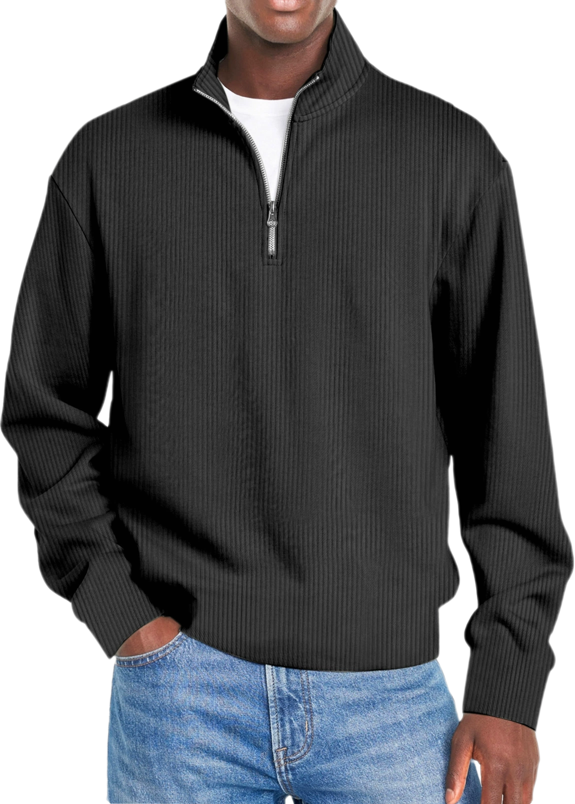 Men's Polyester-Cotton Full-Zip Jacket Windproof Casual