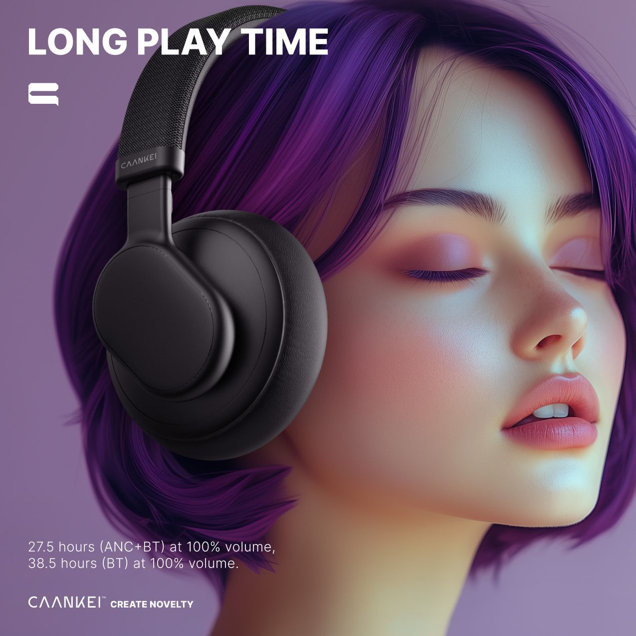 CNF62 Over-Ear Wireless Headphones with Hybrid ANC and Long Playtime