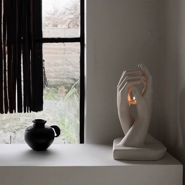 Iron Scrollwork Candlestick Holder - Black or Off-White Tabletop Decor