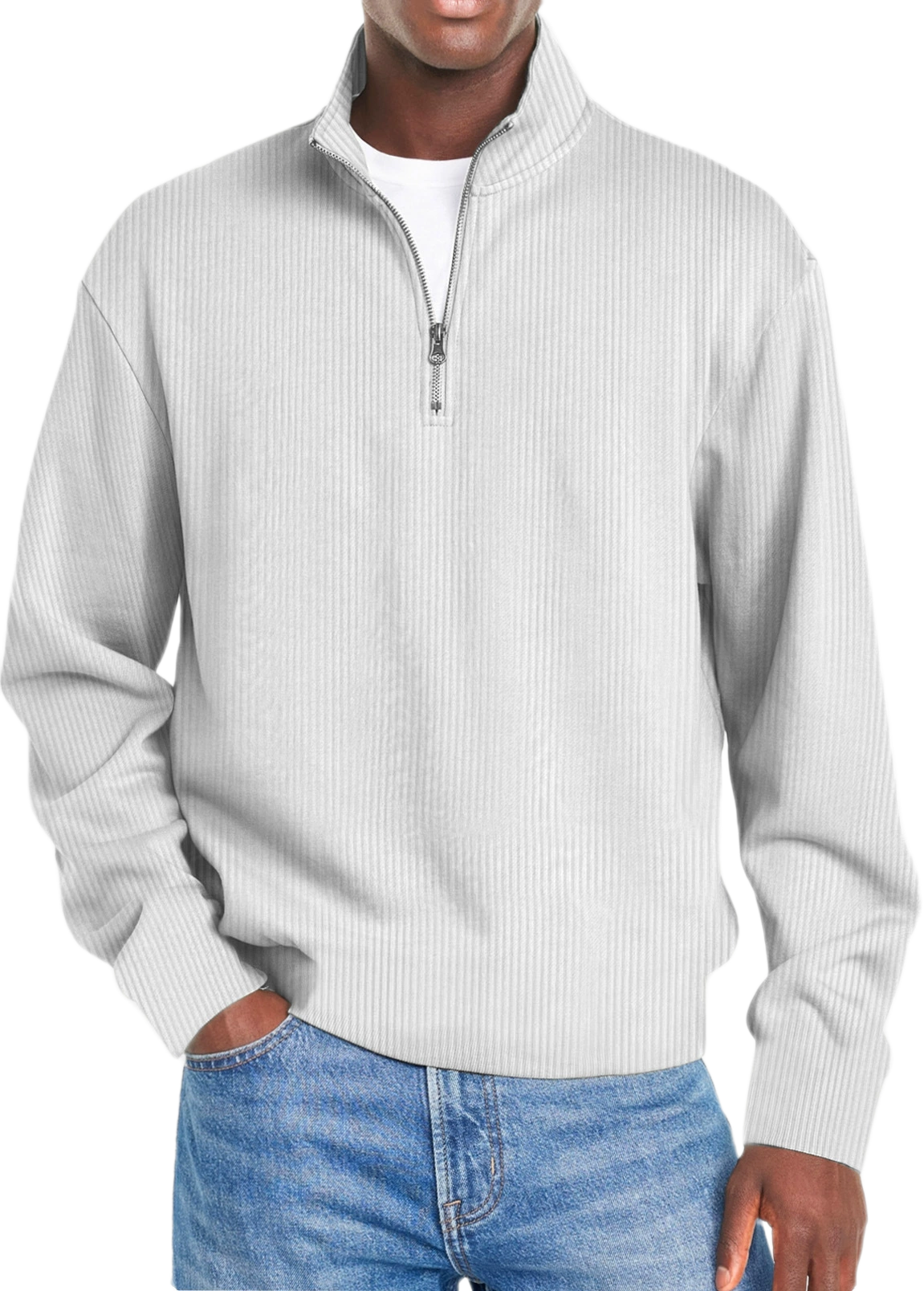 Men's Polyester-Cotton Full-Zip Jacket Windproof Casual