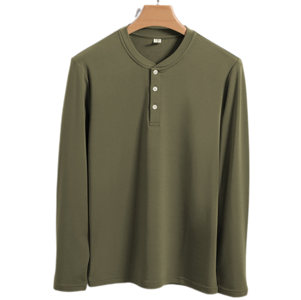 Men’s 320g Thermal Henley Base Layer – 100% Natural Modal Long Sleeve Shirt for Cold Weather