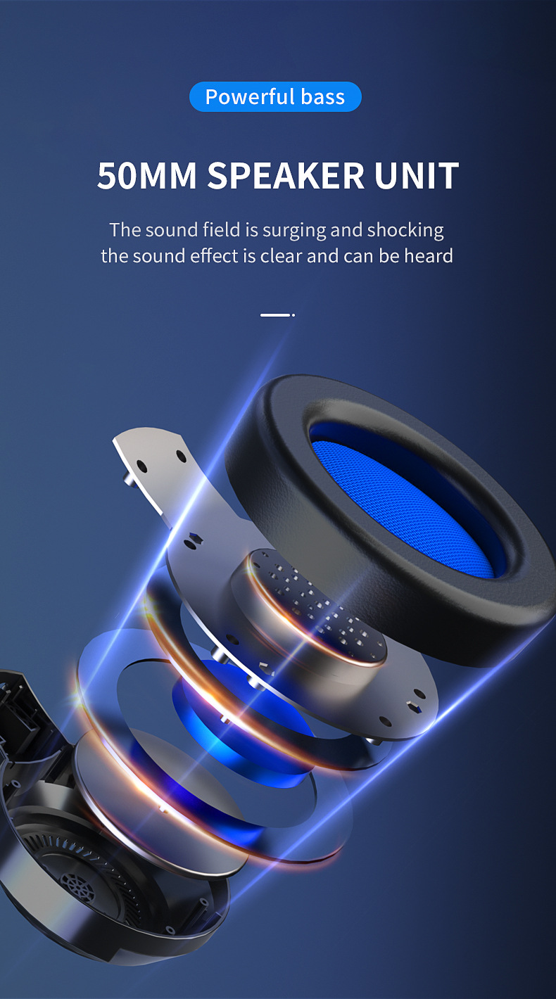 RGB Gaming Headset with Noise-Cancelling Microphone and 50mm Speaker - Black with 7-Color Lighting, Dual Plug, for Desktop Computers