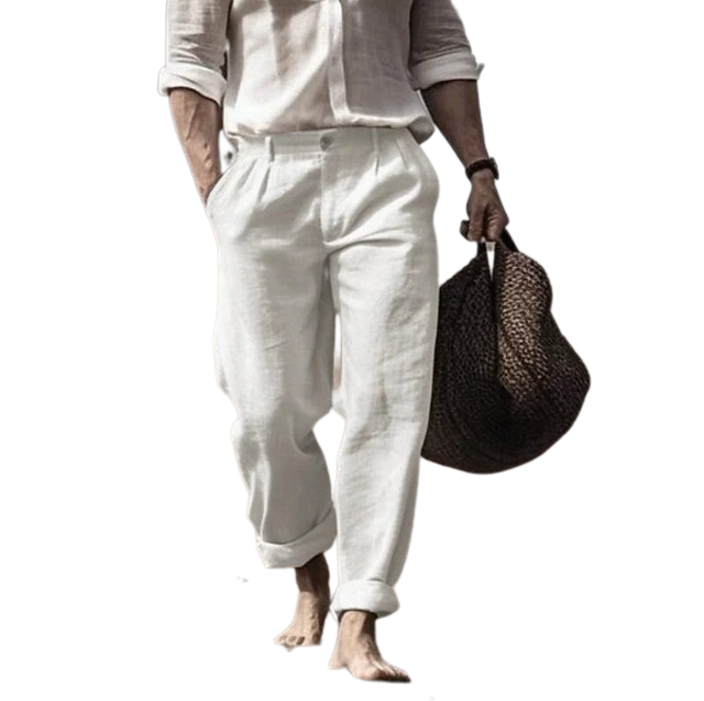 Men's Cotton-Linen Straight Leg Casual Pants Outdoor