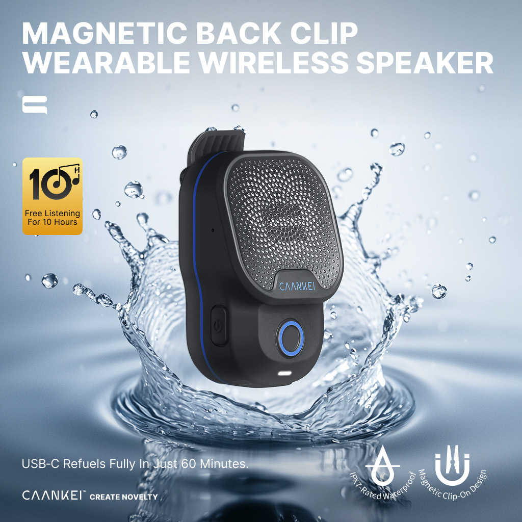 Magnetic Clip-On Wireless Speaker: Ultra-Lightweight, Waterproof & Portable