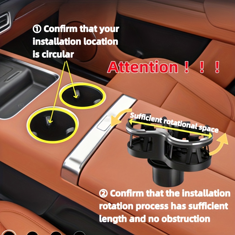 Car Center Console Cup Holder Extension Bracket, Adjustable Dual Cup Holder Expander, Durable ABS Material, Stylish Black Design Suitable for Modern Car Interiors, Universal Dual Holes, Adjustable Shockproof Base
