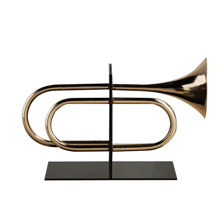 Gold-Plated Horn Bookends - Non-Slip Shelf Organizer (Pair)