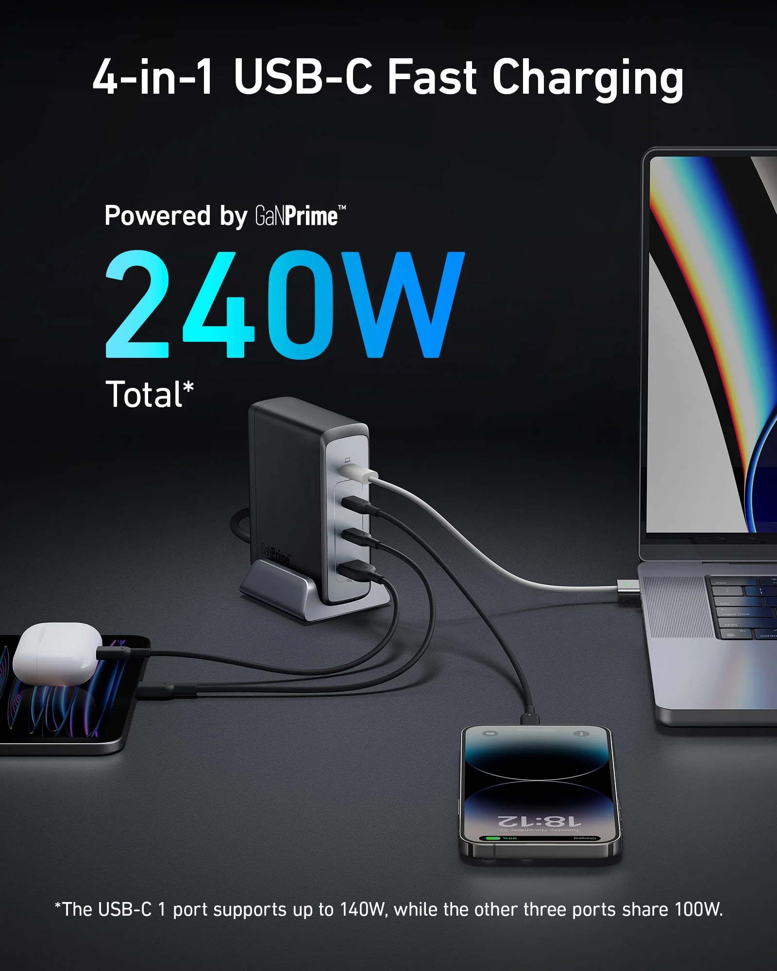 Prime 240W GaN Desktop Charger (4 Ports)