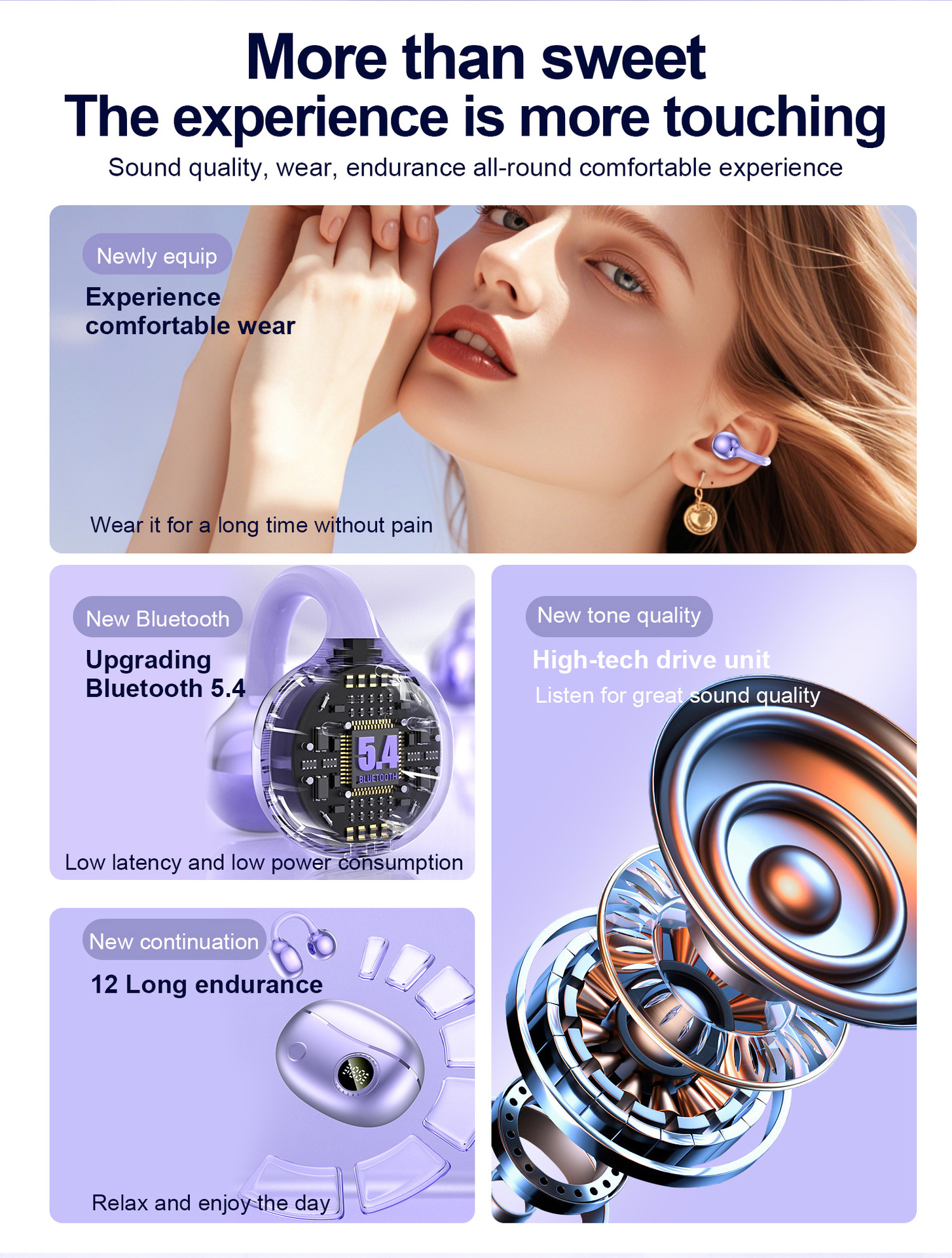 Intelligent Digital Display Bluetooth 5.4 Earbuds with Long Battery Life and Master-Slave Switching