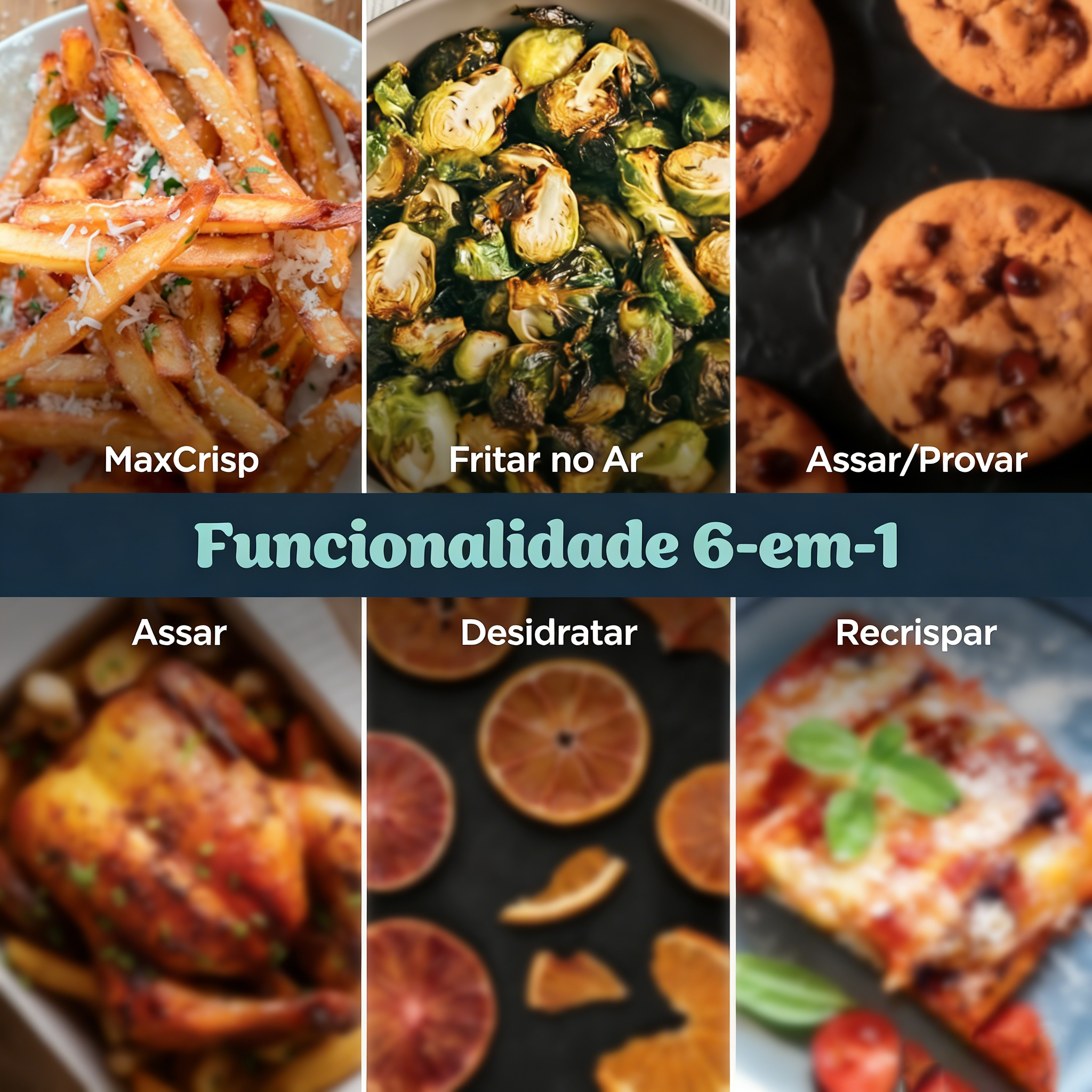 Fritadeira Elétrica Ninja Crispi Pro 6 em 1 com Vidro | 232 °C, Atóxica, Recipientes e Tampas de 6 e 2,5 litros