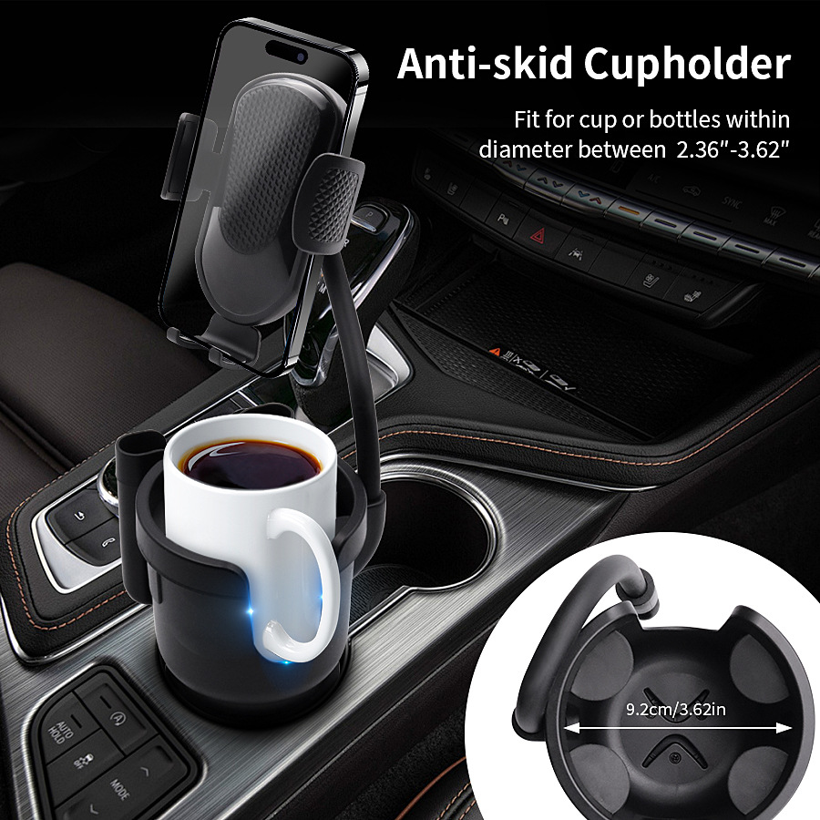 Car Cup Holder Expander for Car Adapter Adjustable Multifunctional Dual Cup Holder with Phone Holder Aromatherapy Organizer