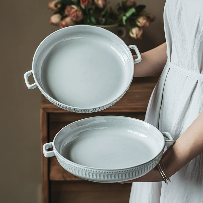 Textured Ceramic Dinner Plate – Microwave & Dishwasher Safe Stoneware