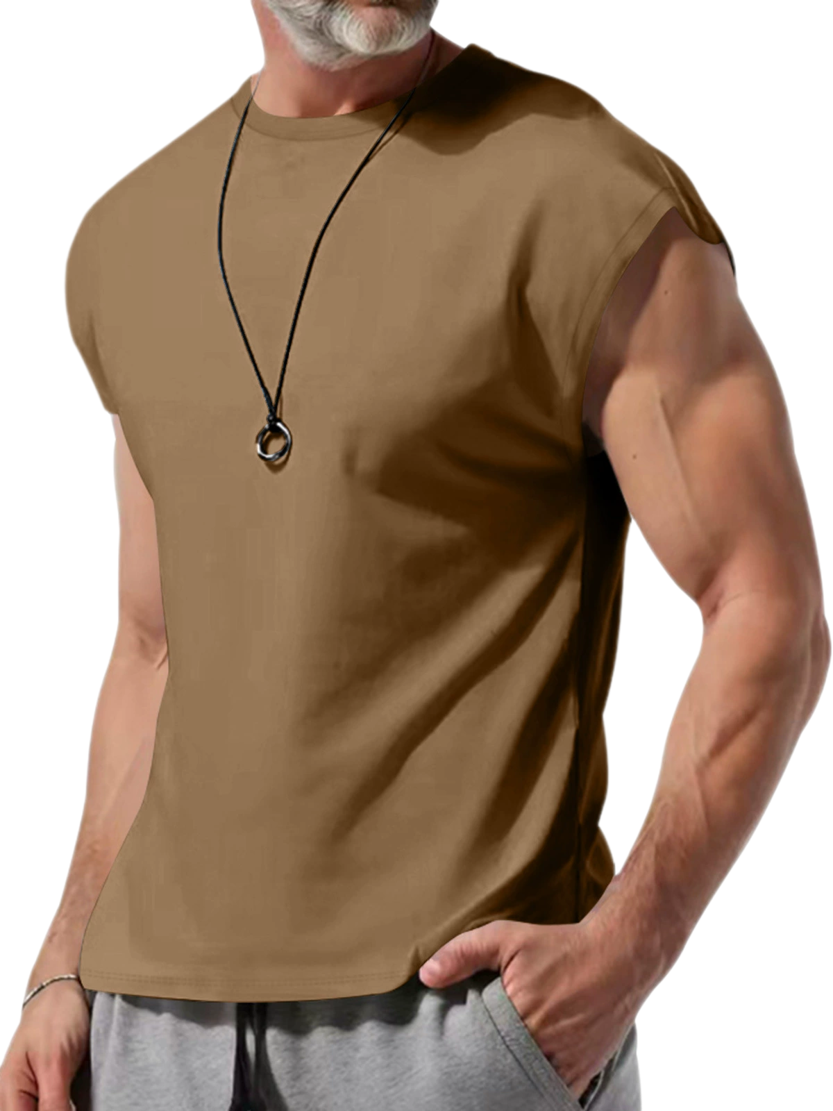 Men's 100% Cotton Sleeveless Undershirt Crew Neck Plus Size
