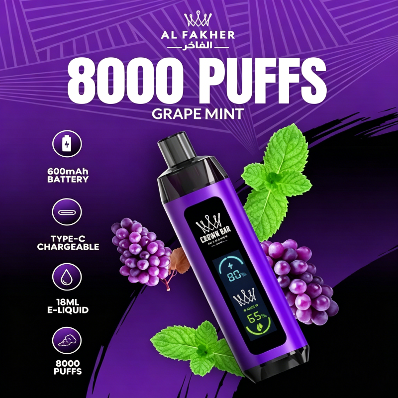 💨 Al Fakher Crown Bar Pro 8000 – Einweg-Vape mit 8000 Zügen & intensiven Aromen