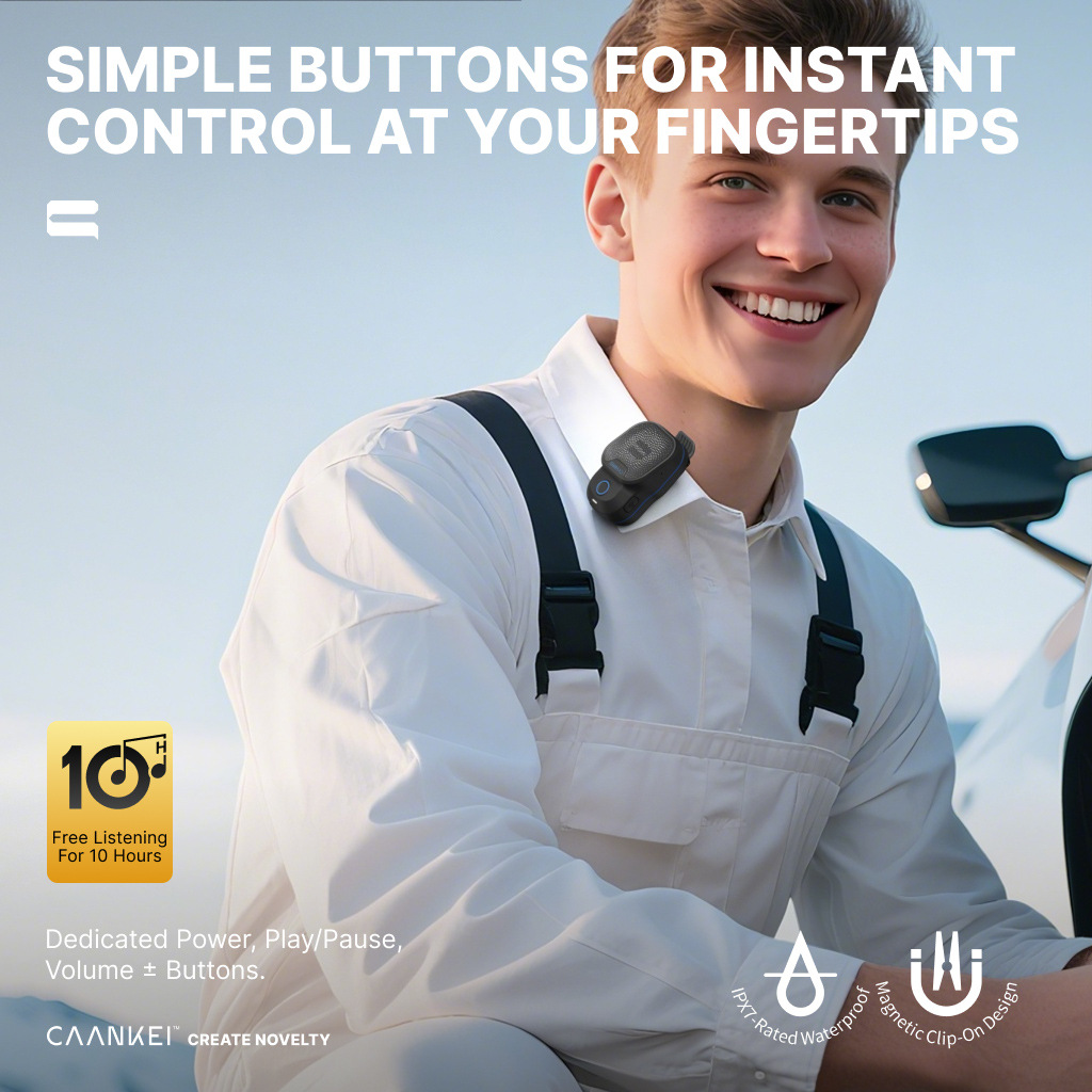 Magnetic Clip-On Wireless Speaker: Ultra-Lightweight, Waterproof & Portable