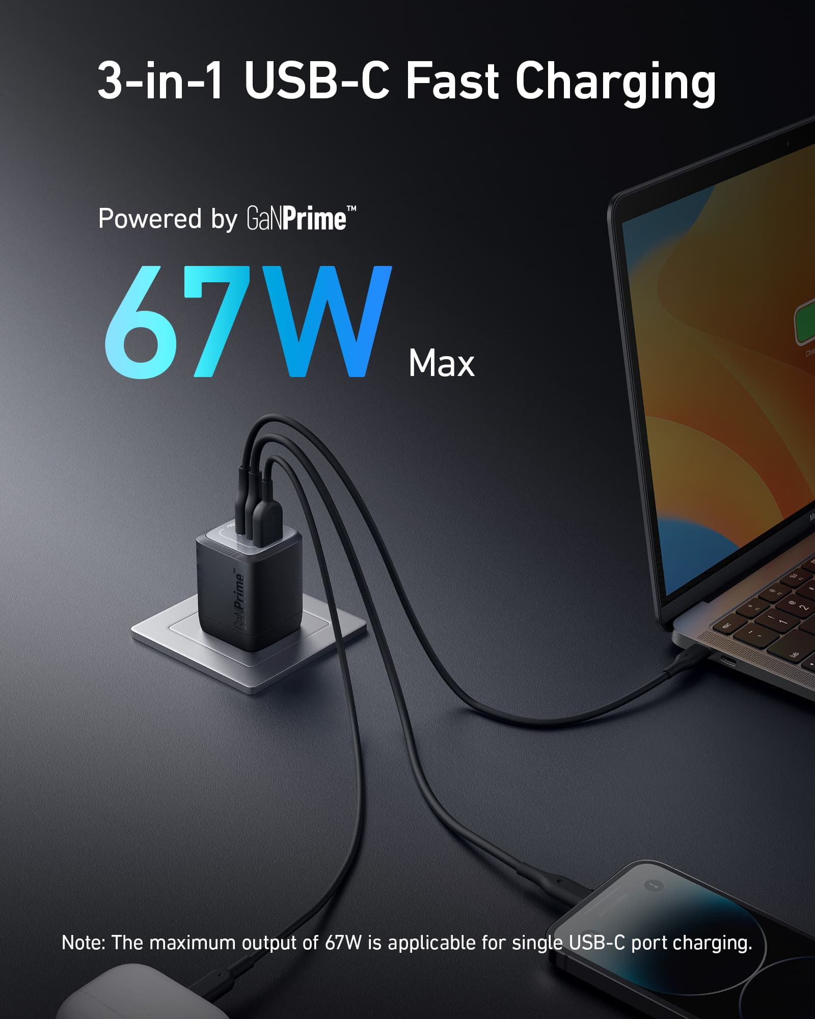Prime 67W GaN Wall Charger (3 Ports)
