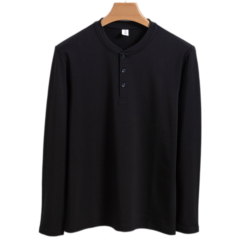 Men’s 320g Thermal Henley Base Layer – 100% Natural Modal Long Sleeve Shirt for Cold Weather