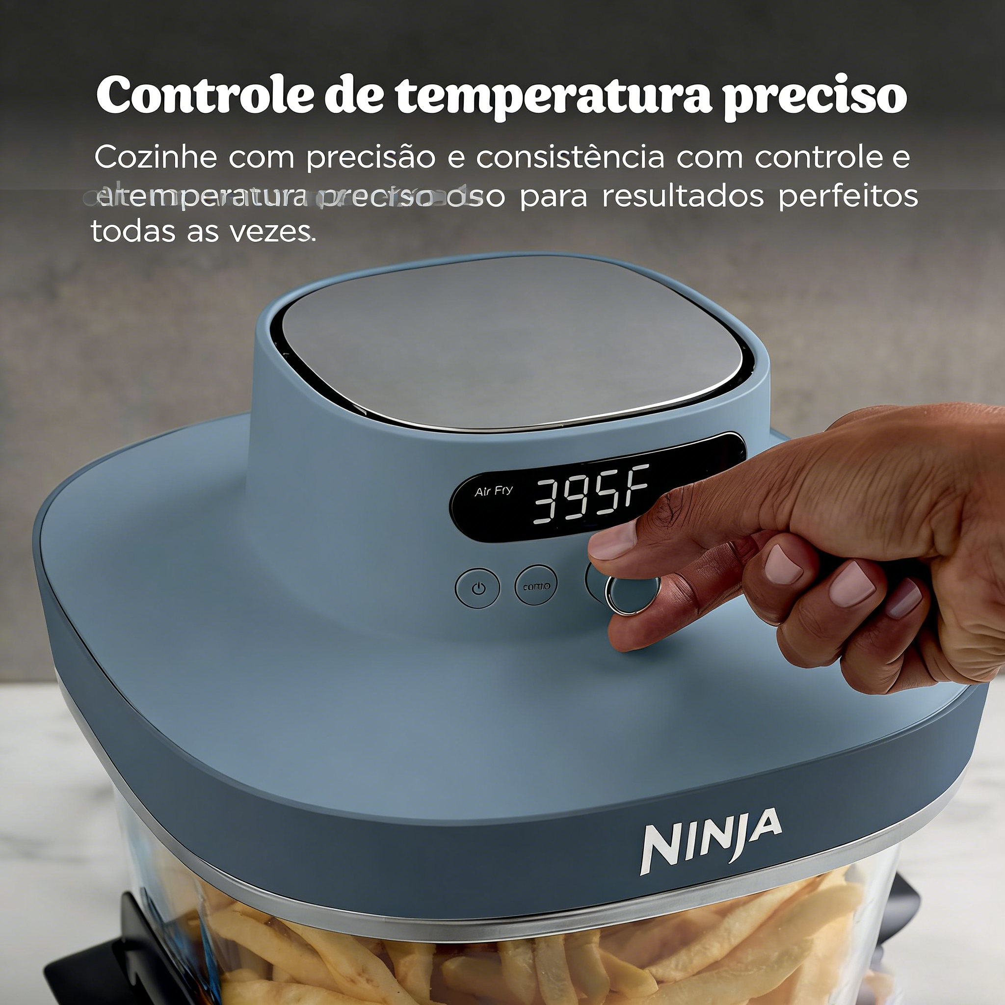 Fritadeira Elétrica Ninja Crispi Pro 6 em 1 com Vidro | 232 °C, Atóxica, Recipientes e Tampas de 6 e 2,5 litros