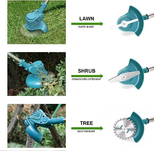 Cordless String Trimmer, Cordless Edger Weed Whacker Grass Eater Lawn Cutter Lawn Mower, 2 Lithium-ion Battery Powered 24V 4000mah