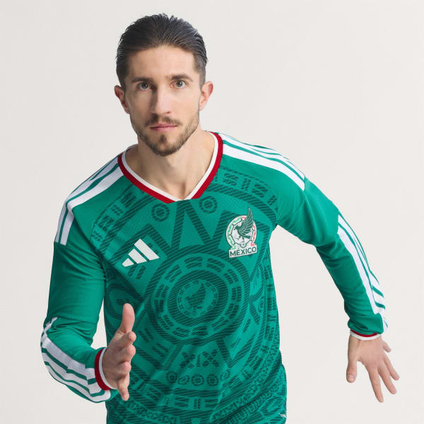 Mexico 26 Home Authentic Long Sleeve Jersey