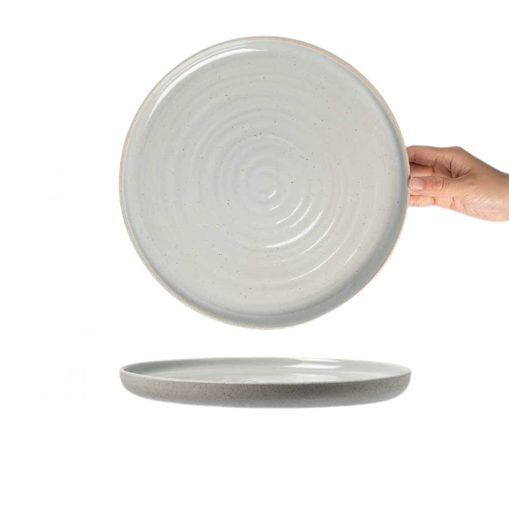 Stoneware Dinner Plate – 30cm Microwave & Dishwasher Safe Ceramic Dish with Textured Rim