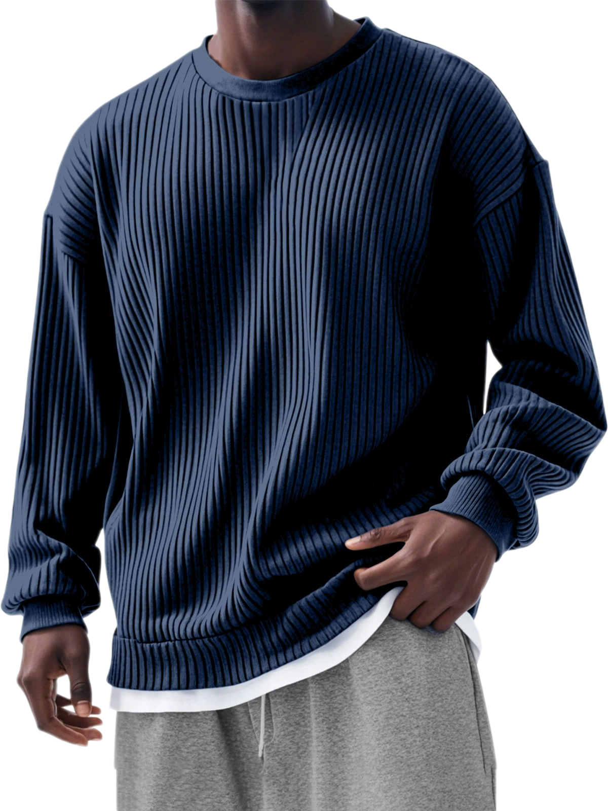 Men's Cotton-Poly Blend Long Sleeve Sweatshirt Relaxed Fit