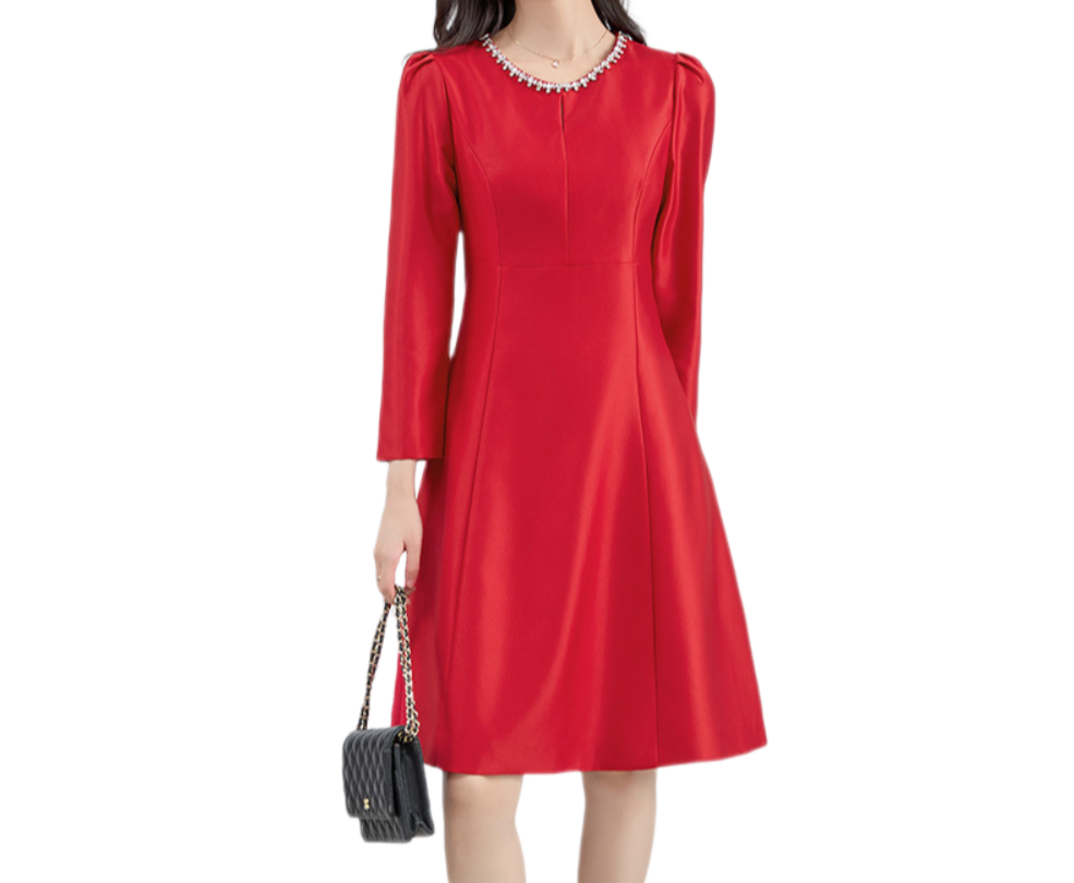 Elegant Luxe Cut-Out Beaded French A-Line Dress