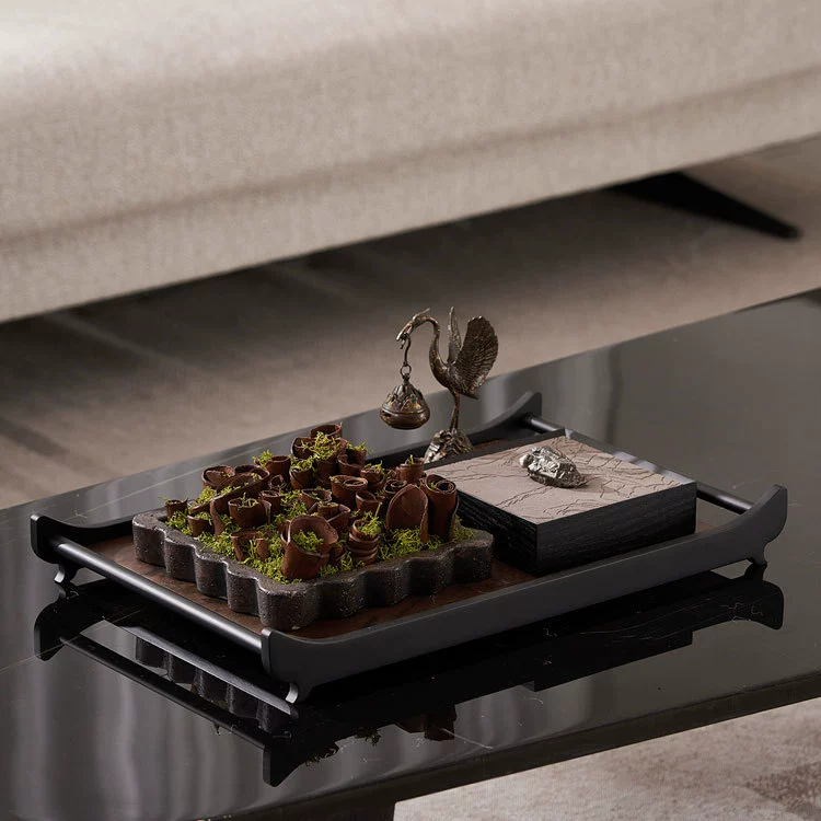 Art Deco Serving Tray with Brass Frame | 8LB Capacity & Food-Safe Finish