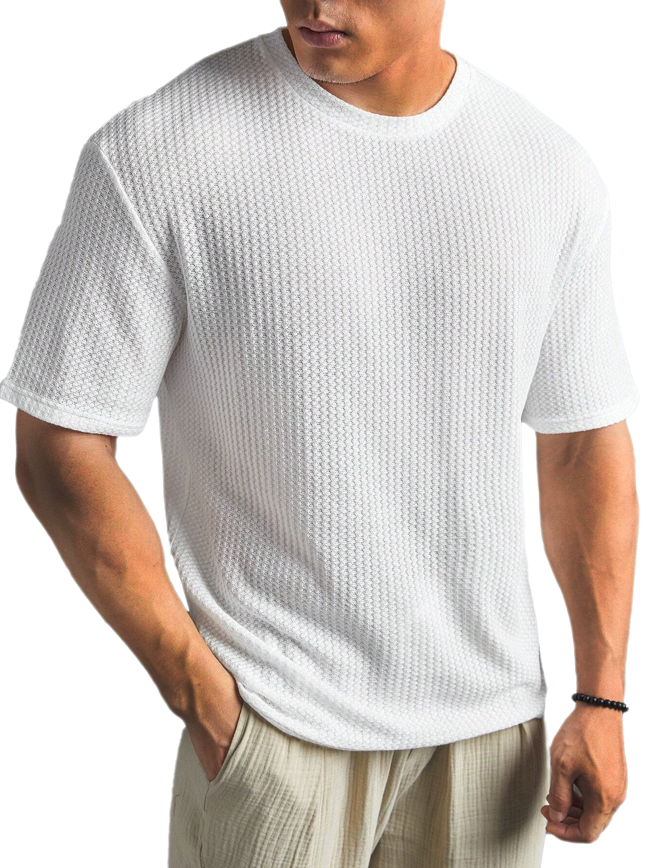 Men's Polyester-Cotton Short Sleeve T-Shirt Lightweight Casual