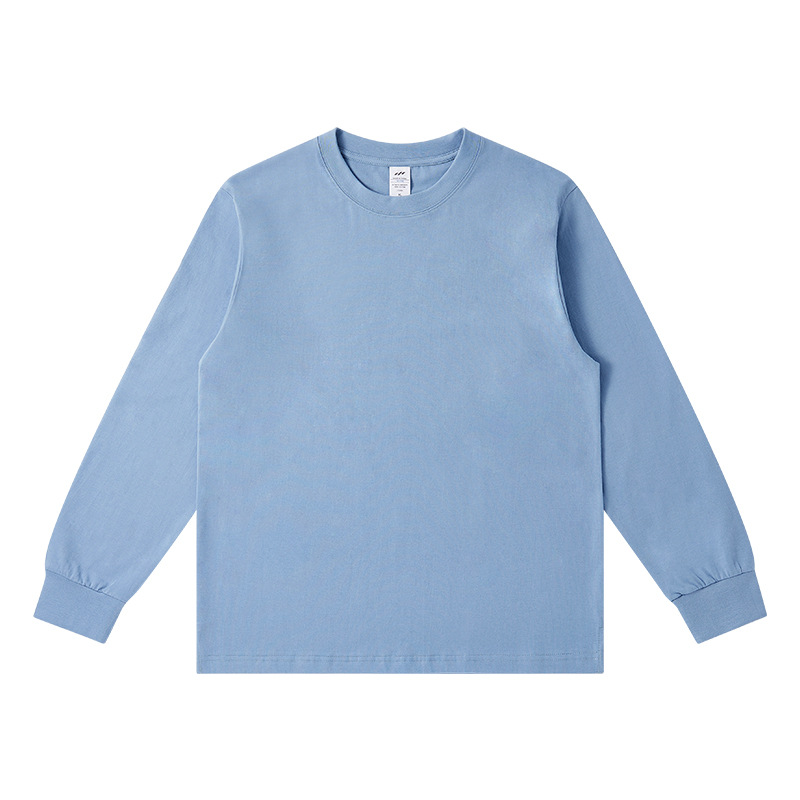 230 GSM 100% Cotton Ribbed Long-Sleeve Crew Neck Shirt – Unisex Relaxed Fit Base Layer