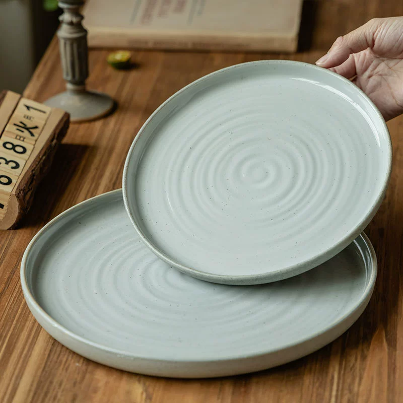 Stoneware Dinner Plate – 30cm Microwave & Dishwasher Safe Ceramic Dish with Textured Rim