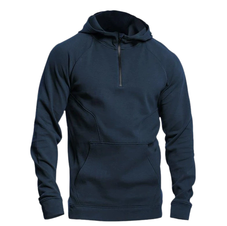 Men's Thermal Fleece Hoodie Half-Zip Pullover Color Block