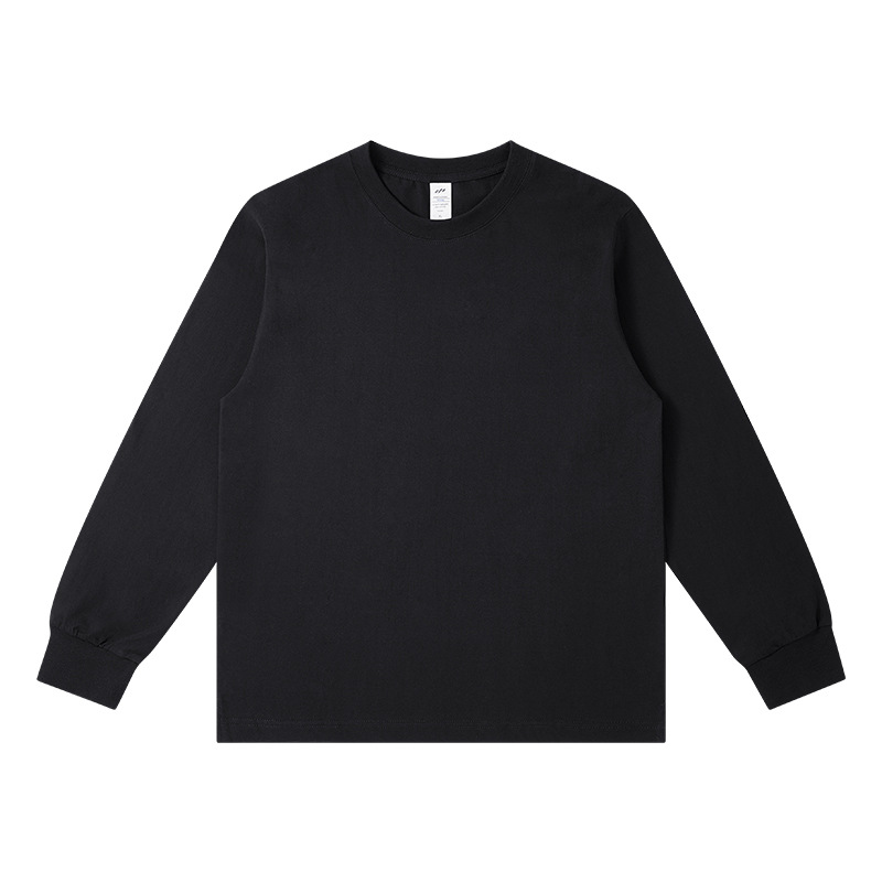 230 GSM 100% Cotton Ribbed Long-Sleeve Crew Neck Shirt – Unisex Relaxed Fit Base Layer