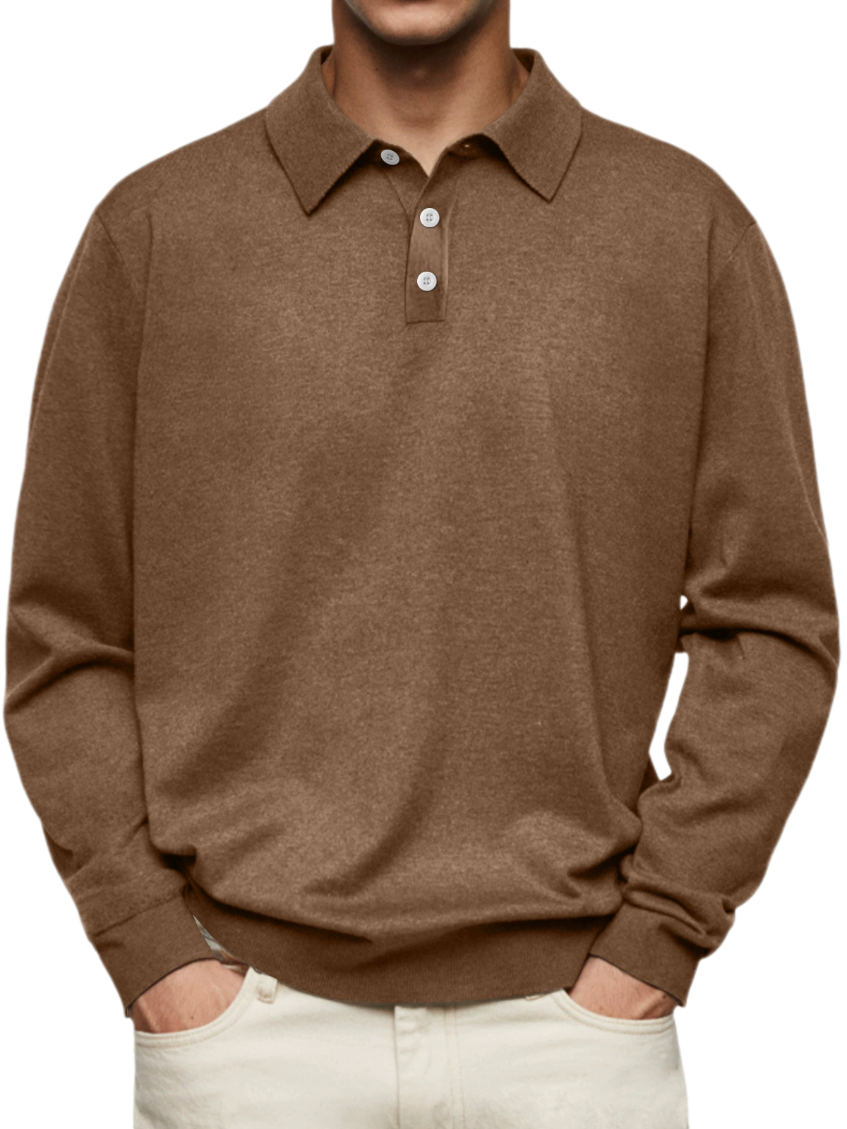 Men’s 65% Cotton V-Neck Button Shirt Slim Fit Long Sleeve