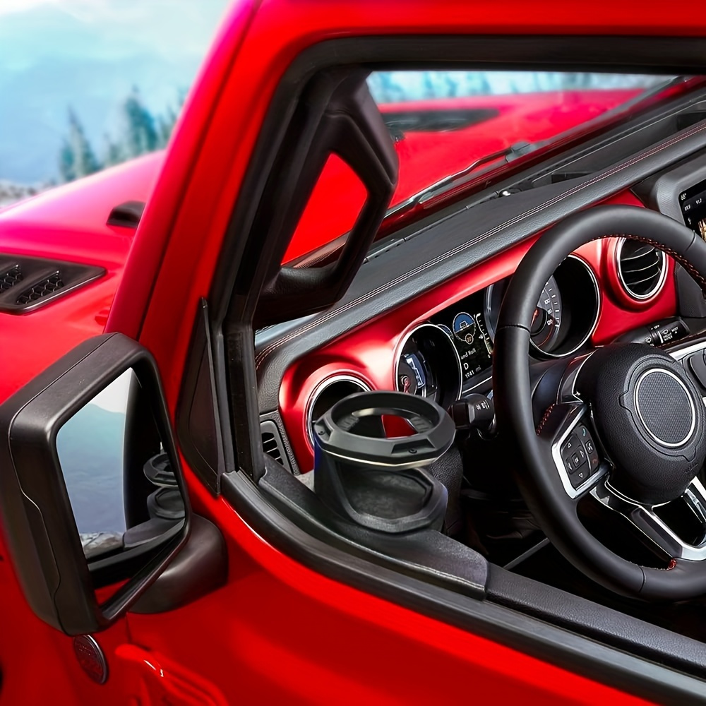 Car Cup Holder for Jeep Wrangler JL/JT Gladiator 2018-2025, Door Mount Water Bottle Holder, Interior Storage Organizer for Drinks, Black